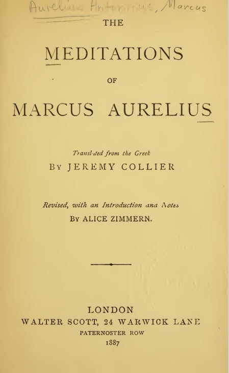 Meditations 1887 - Marcus Aurelius